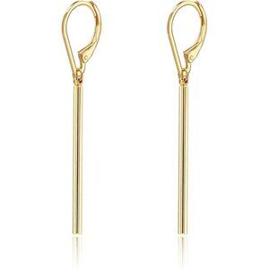 Minimalist Gold Bar Drop Earrings – 18k Plated Long Dangle Jewelry